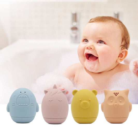 Set of 4 PCS Shower Spray Water Bubble Silicone Bath Toy Set for Toddlers