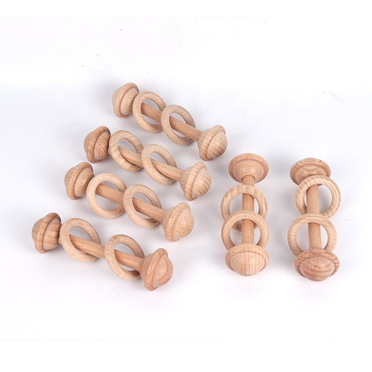 Dumbbell Neem Wood Rattle for Toddlers