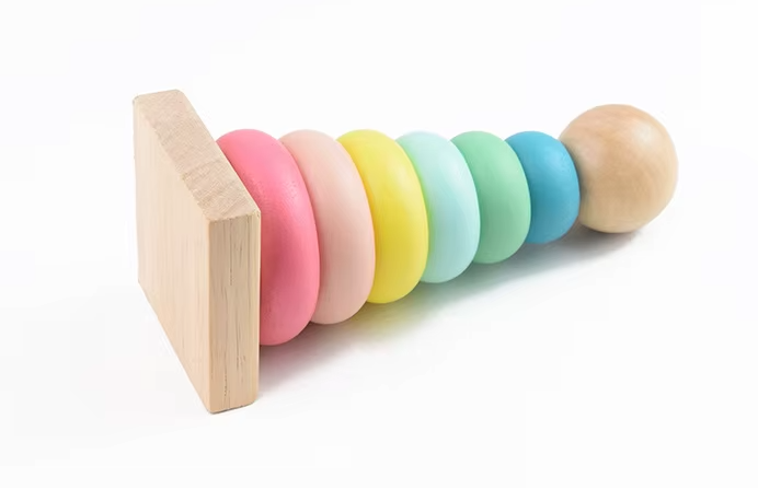 Montessori Wooden Macron Rainbow Stacking Ring