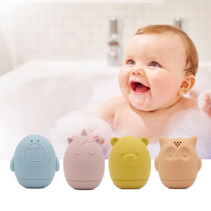 Set of 4 PCS Shower Spray Water Bubble Silicone Bath Toy Set for Toddlers