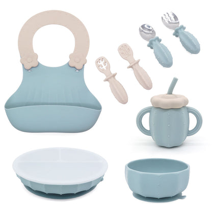 Set of 6 PCS Cactus Baby Feeding Set with Lid