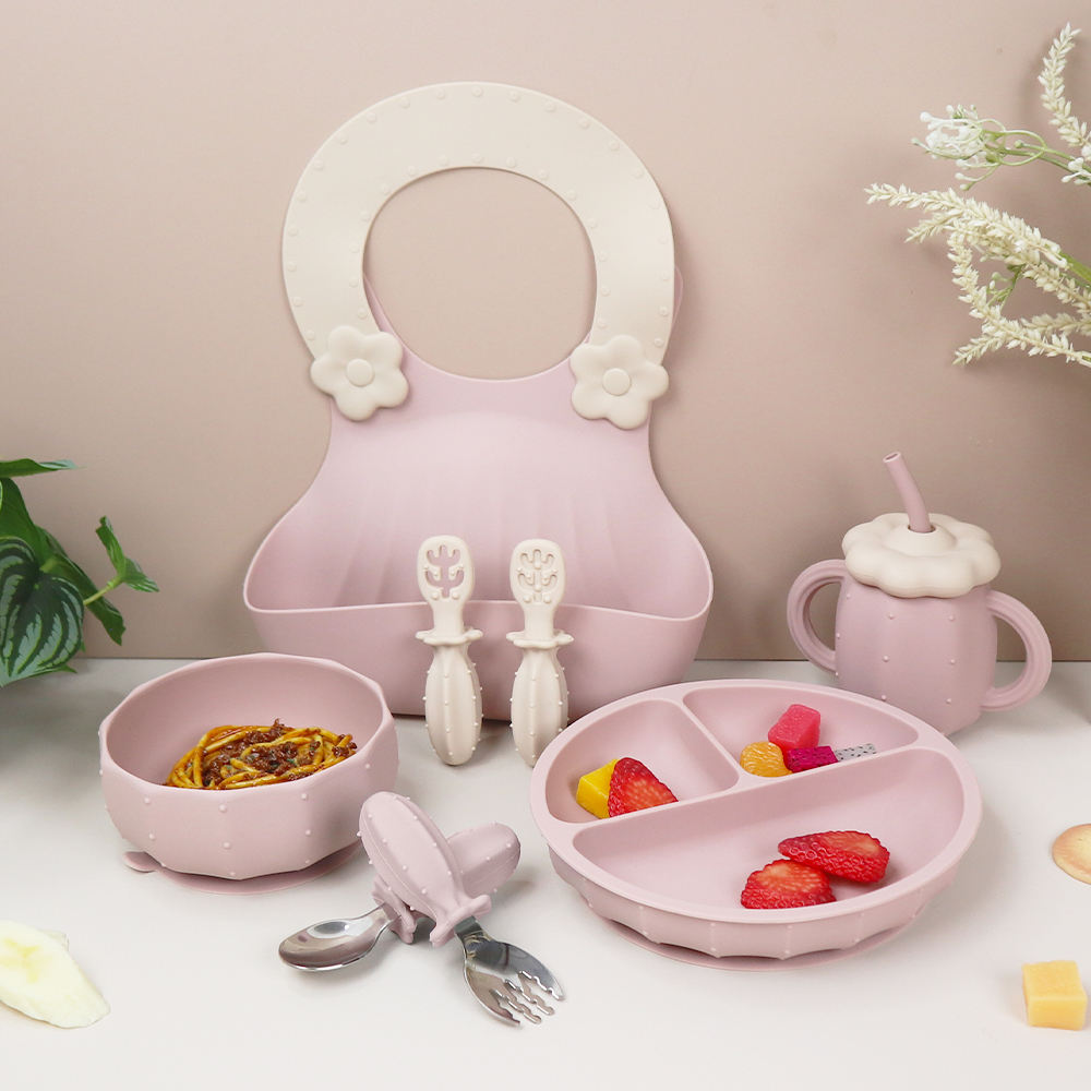 Set of 6 PCS Cactus Baby Feeding Set with Lid