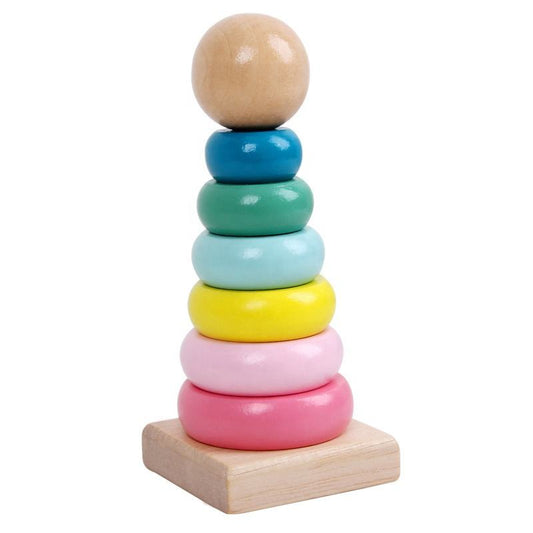 Montessori Wooden Macron Rainbow Stacking Ring