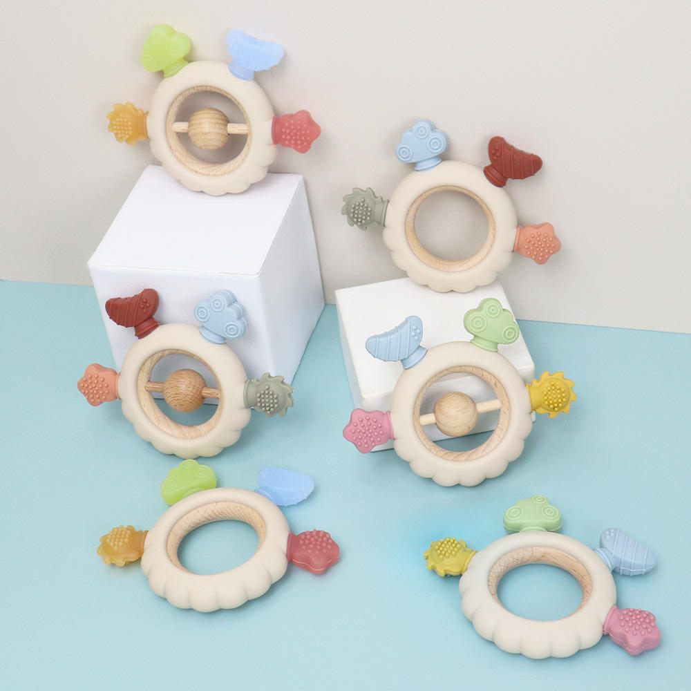 Unicorn Wooden Rudder Mix Color Rattle/Teether