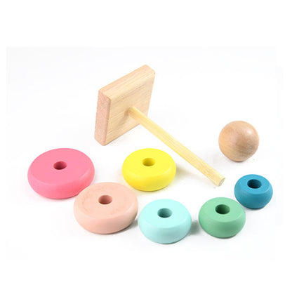 Montessori Wooden Macron Rainbow Stacking Ring
