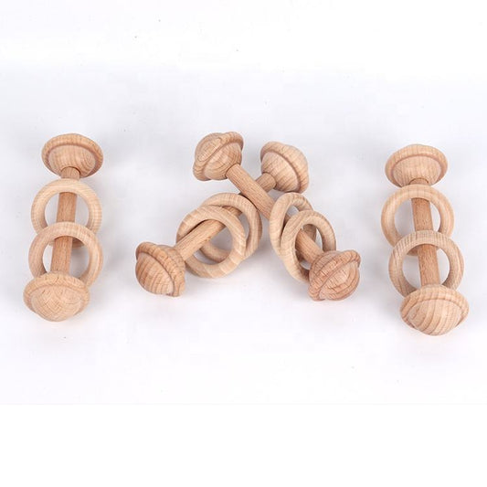 Dumbbell Neem Wood Rattle for Toddlers