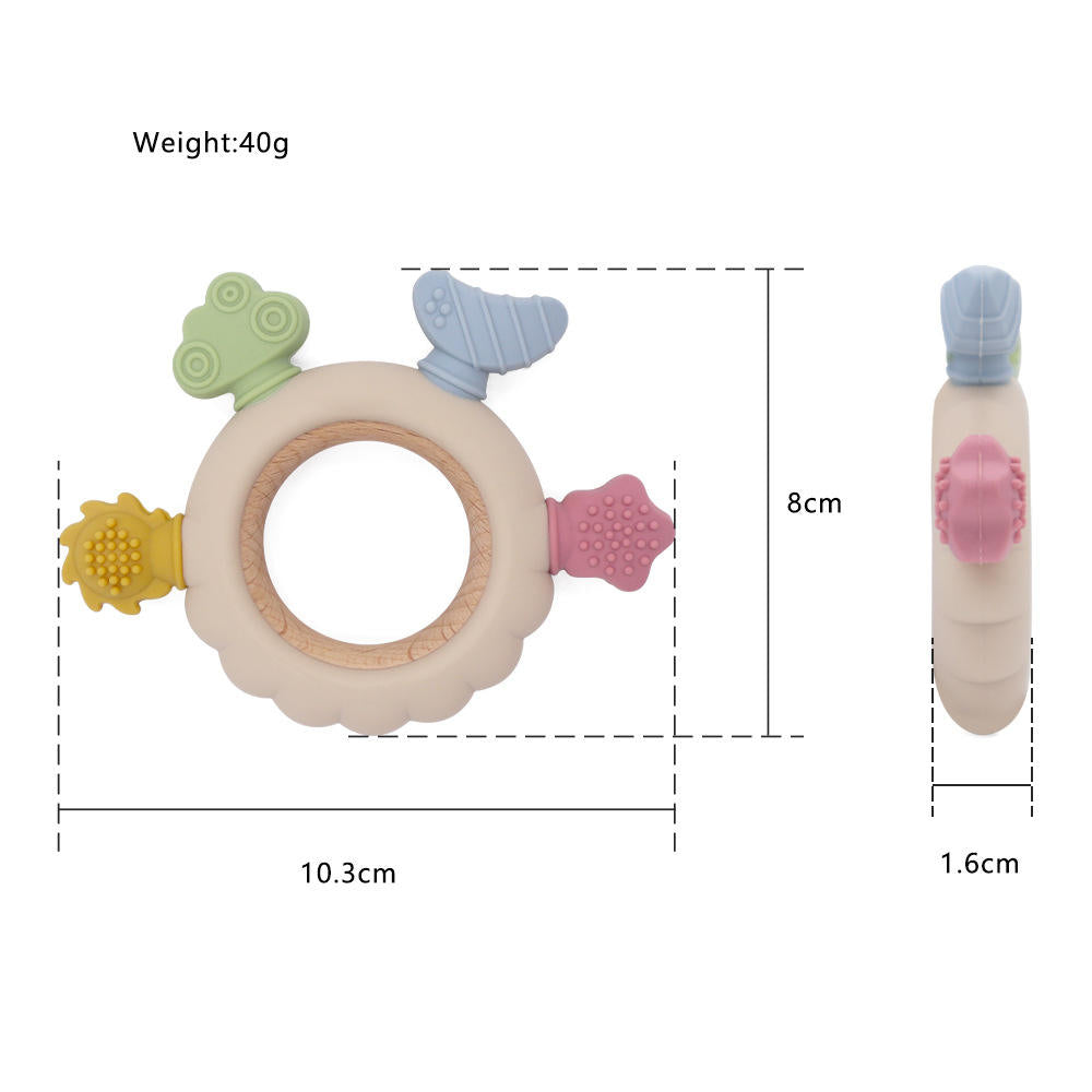 Unicorn Wooden Rudder Mix Color Teether