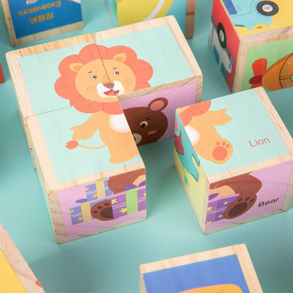 6 Sided Animal 3d Wooden Puzzle Toy for Kids