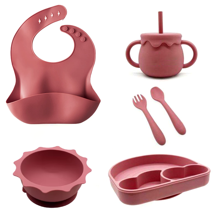 Set of 5 PCS Rainbow Baby Feeding Set with Lid