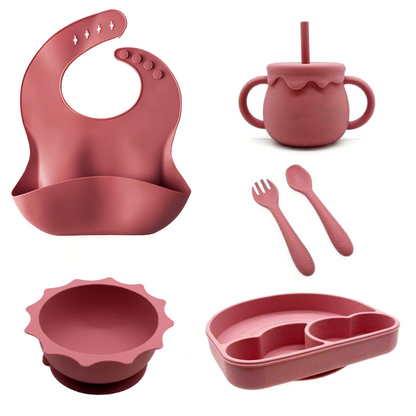 Set of 5 PCS Rainbow Baby Feeding Set with Lid