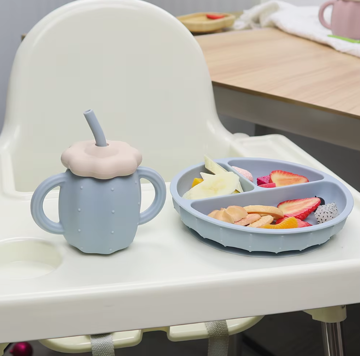 Set of 6 PCS Cactus Baby Feeding Set with Lid