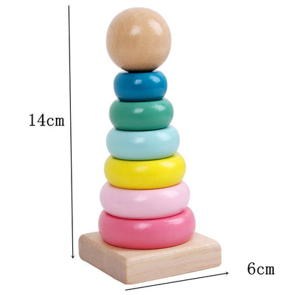 Montessori Wooden Macron Rainbow Stacking Ring
