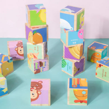 6 Sided Animal 3d Wooden Puzzle Toy for Kids