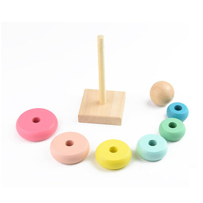 Montessori Wooden Macron Rainbow Stacking Ring