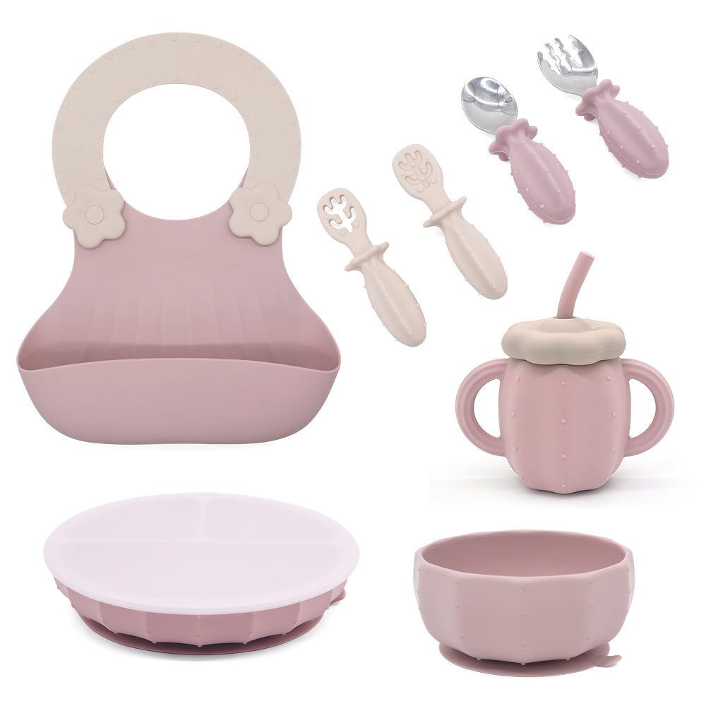 Set of 6 PCS Cactus Baby Feeding Set with Lid