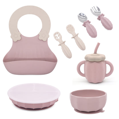 Set of 6 PCS Cactus Baby Feeding Set with Lid