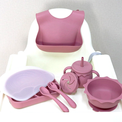 Set of 5 PCS Rainbow Baby Feeding Set with Lid