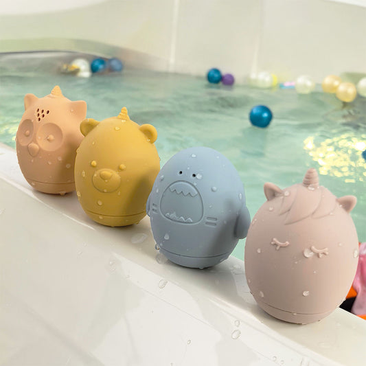 Set of 4 PCS Shower Spray Water Bubble Silicone Bath Toy Set for Toddlers