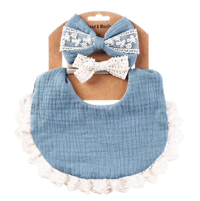 Set of 3 PCS Muslin Cotton Double Sided Bibs for Baby Girls