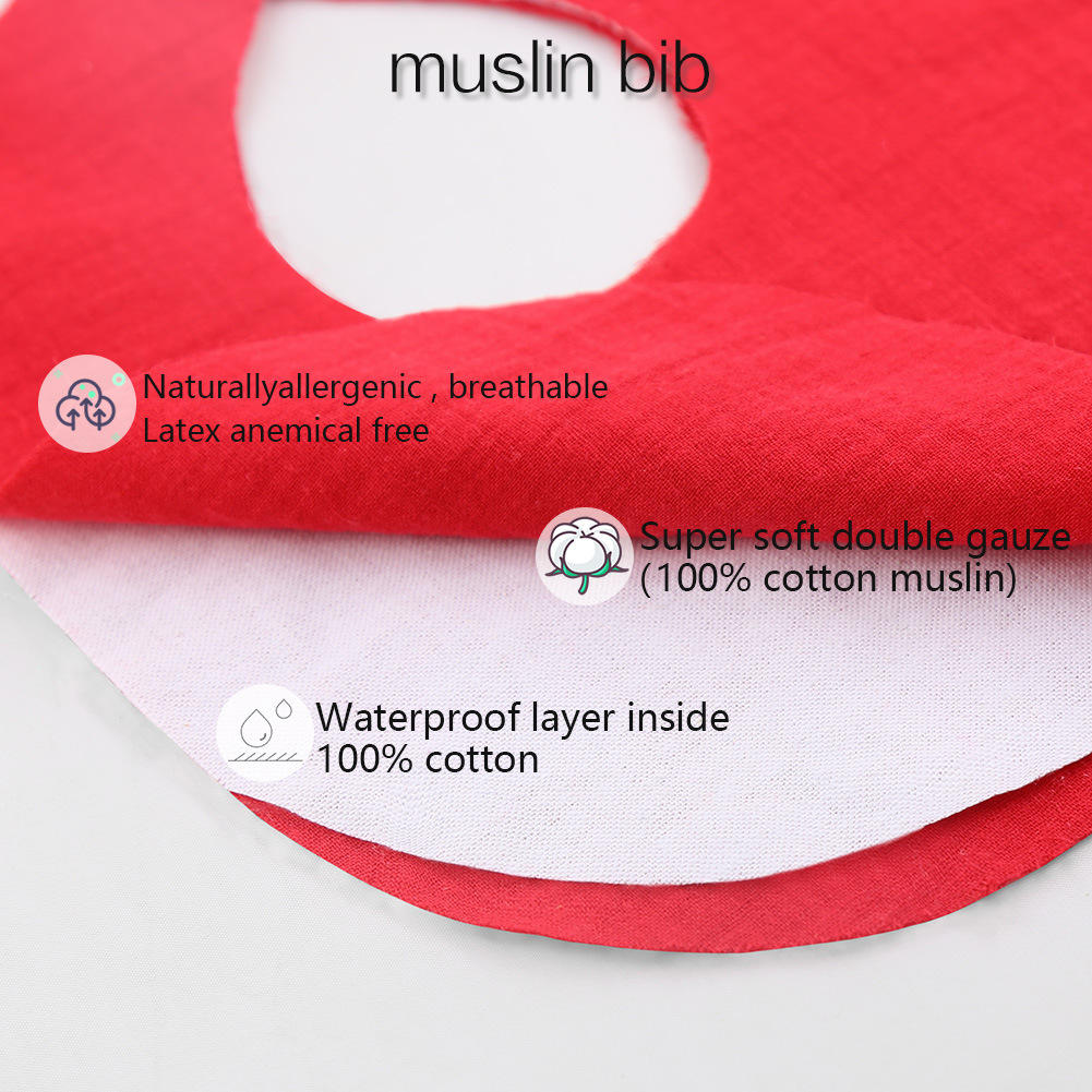 Set of 3 PCS Muslin Cotton Double Sided Bibs for Baby Girls