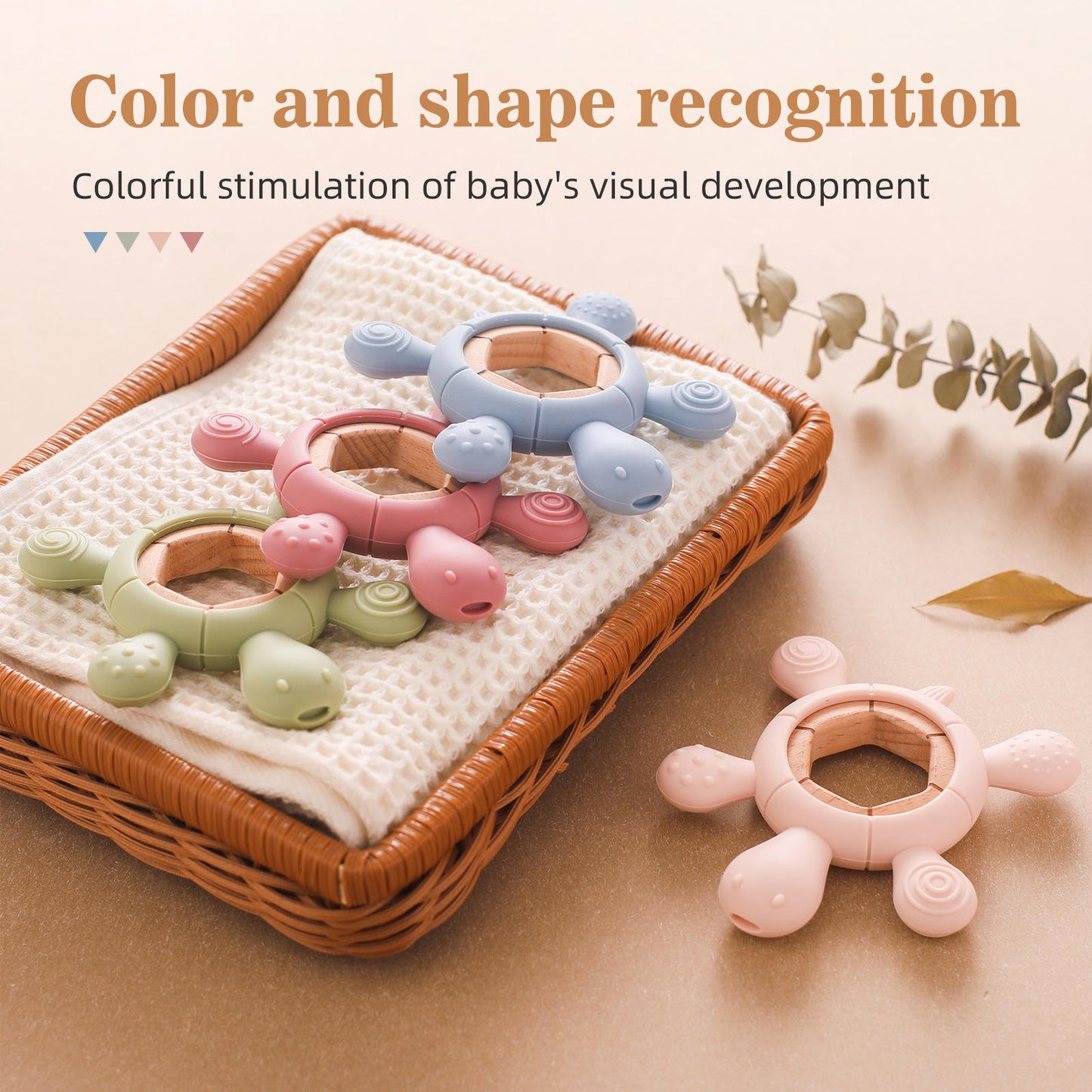 Turtle Wooden Silicone Baby Teether