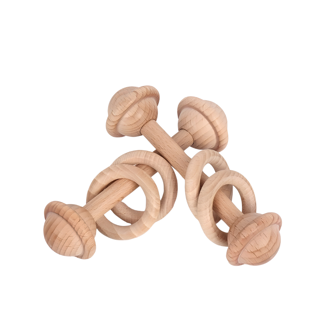 Dumbbell Neem Wood Rattle for Toddlers